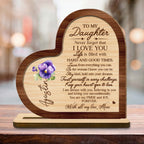 Forever Loving Message To Daughter With Heart And Pansy - Personalized Custom 2-Layer Wood Plaque With Flat Base - FM006_WPLA