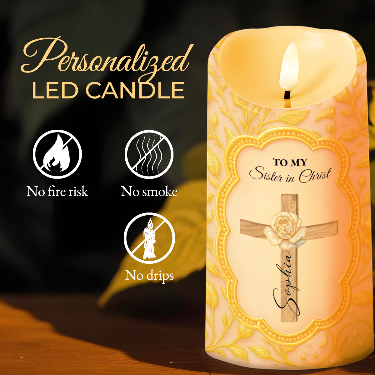 To My Sister in Christ With Cross And Rose Design
