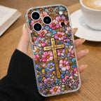 A Symbol Of Faith Surrounded By Stained Glass Flowers And Cross