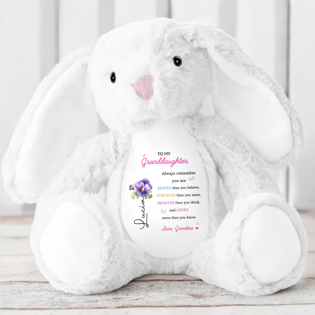 To My Granddaughter, Always Remember You Are Braver, Stuffed Bunny and Flowers