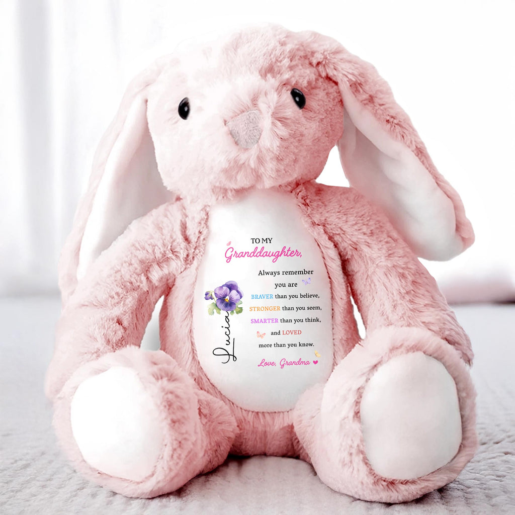To My Granddaughter, Always Remember You Are Braver, Stuffed Bunny and Flowers