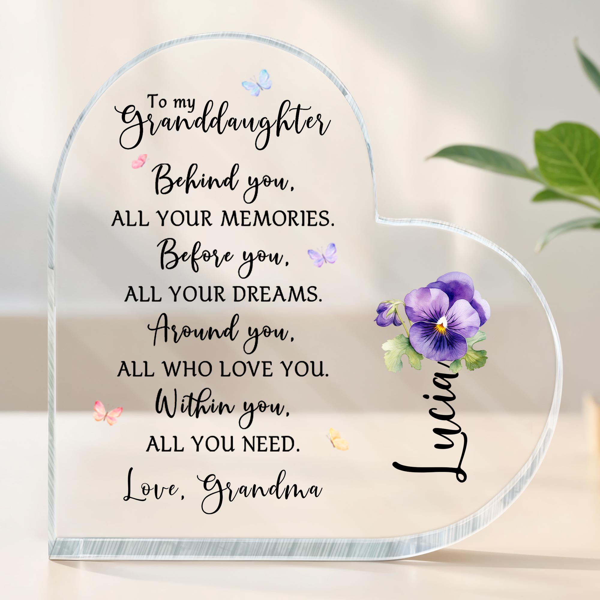 Love Message To Granddaughter With Pansy Flower