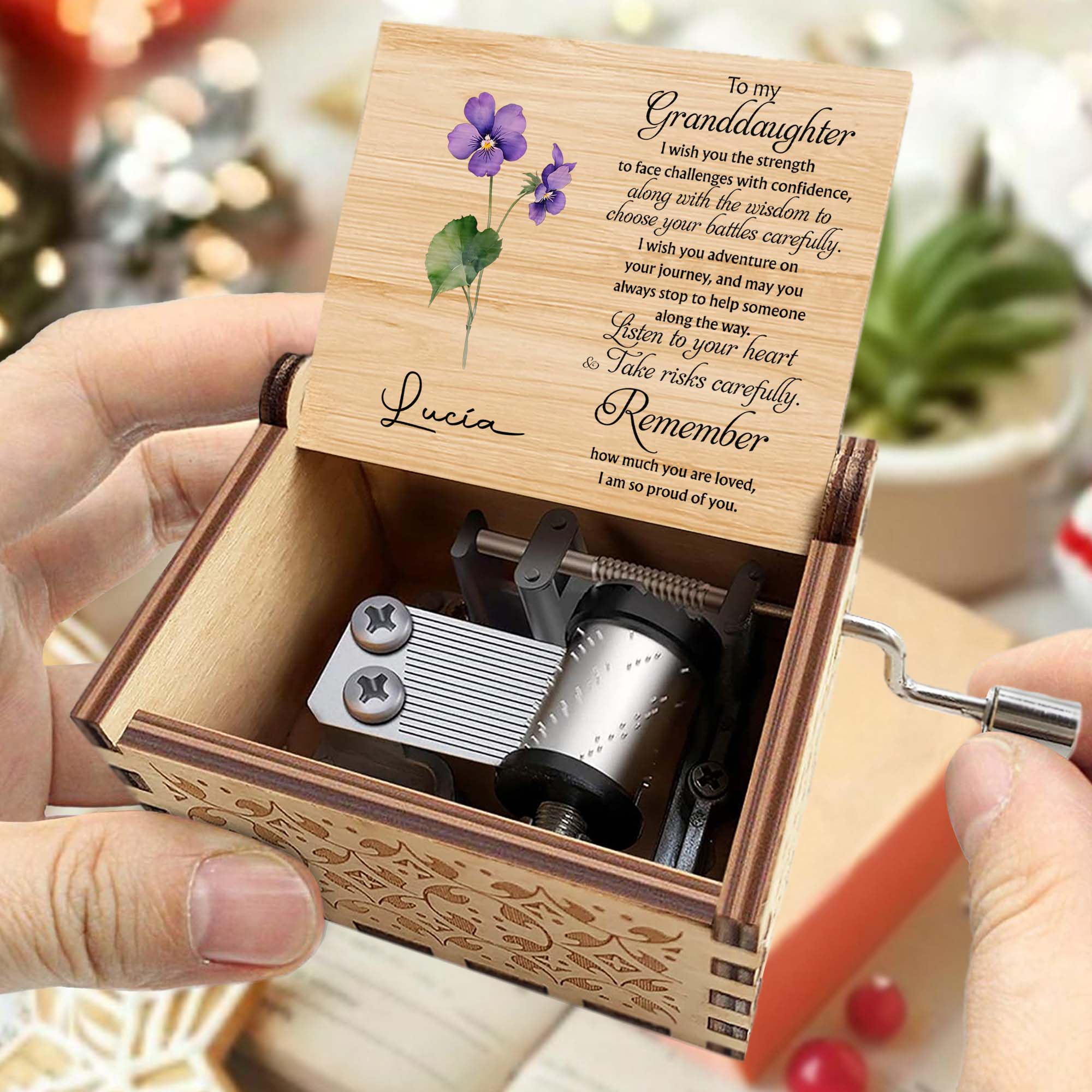 Granddaughter, You Are Loved And Cherished Wooden Music Box