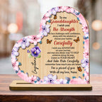 Granddaughter Strength And Adventure Wooden Plaque With Flowers - Personalized Custom 2-Layer Wood Plaque With Flat Base - GDT060_WPLA