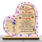 Granddaughter Strength And Adventure Wooden Plaque With Flowers - Personalized Custom 2-Layer Wood Plaque With Flat Base - GDT060_WPLA