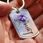 Loved Special and Precious Granddaughter Pansy Flower Keychain