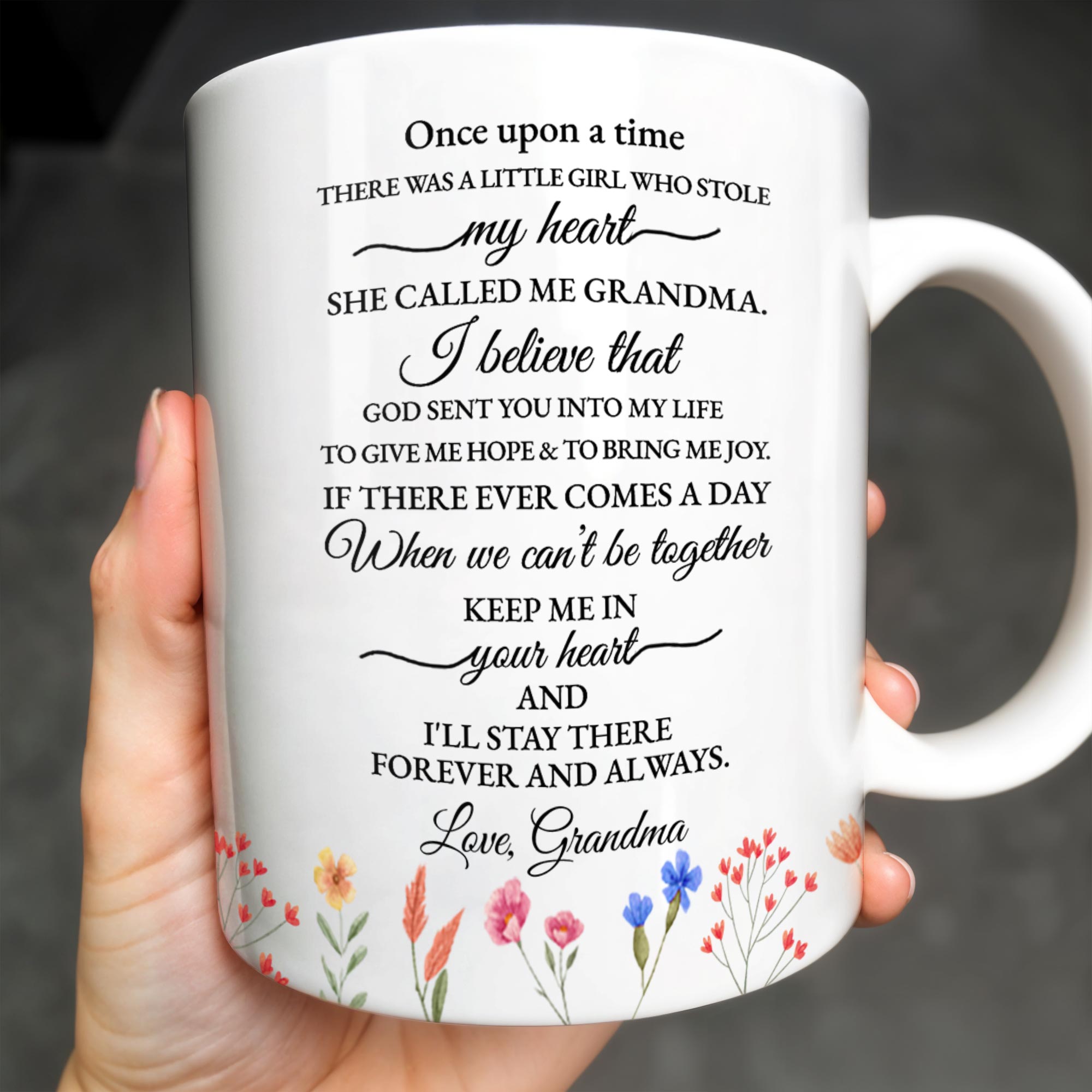 Grandmother Granddaughter Love Message With Pansy Flower Design - Personalized Custom Coffee Mug - GDT108_MG