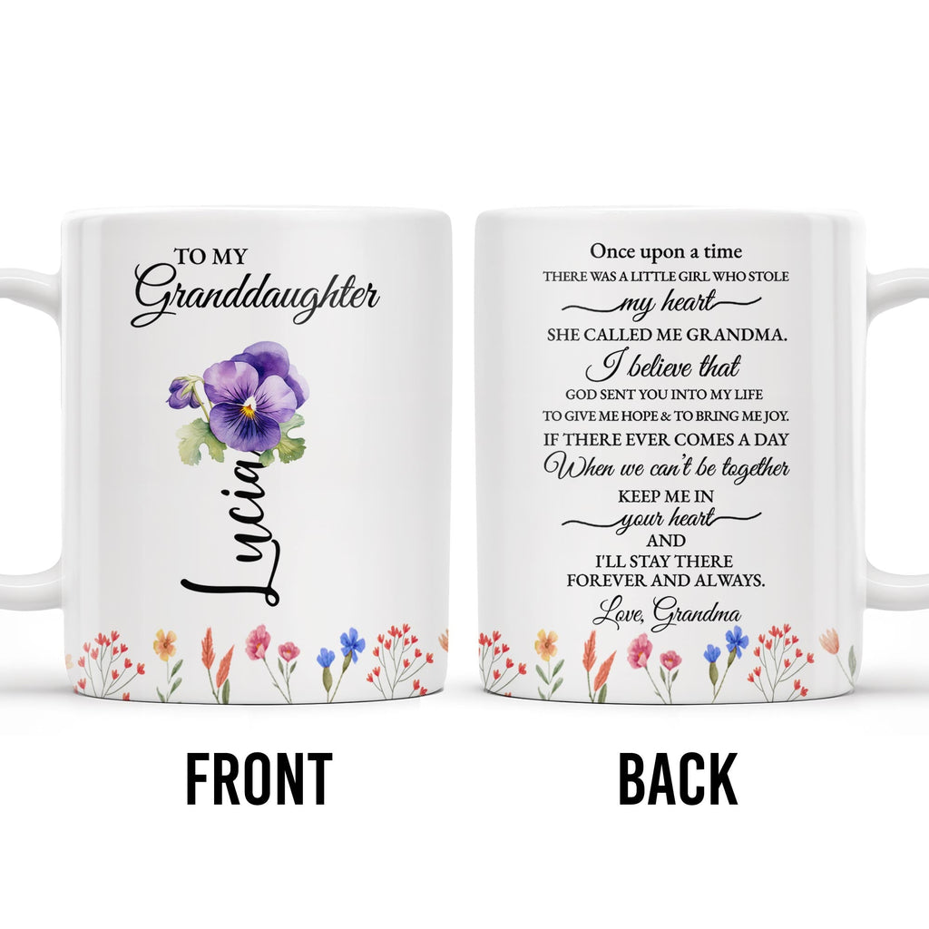 Grandmother Granddaughter Love Message With Pansy Flower Design - Personalized Custom Coffee Mug - GDT108_MG
