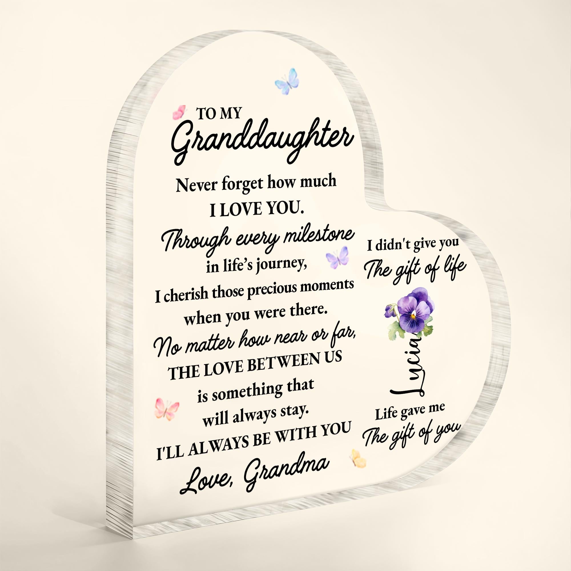 To My Granddaughter, Love Always Stays With Beautiful Butterflies and Flowers