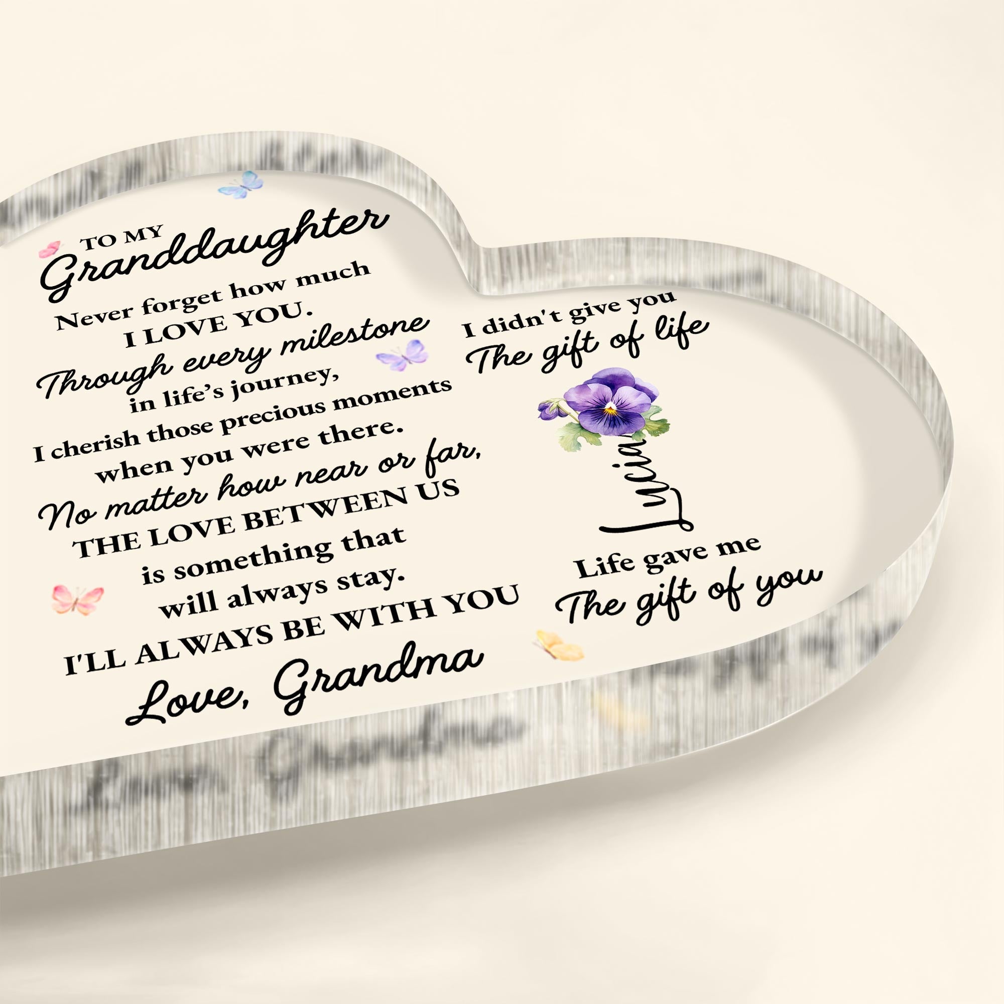 To My Granddaughter, Love Always Stays With Beautiful Butterflies and Flowers