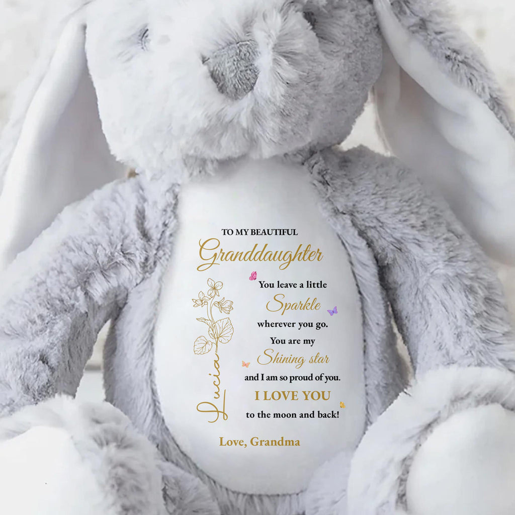 To My Beautiful Granddaughter, You leave a little Sparkle, Stuffed Bunny with Stars