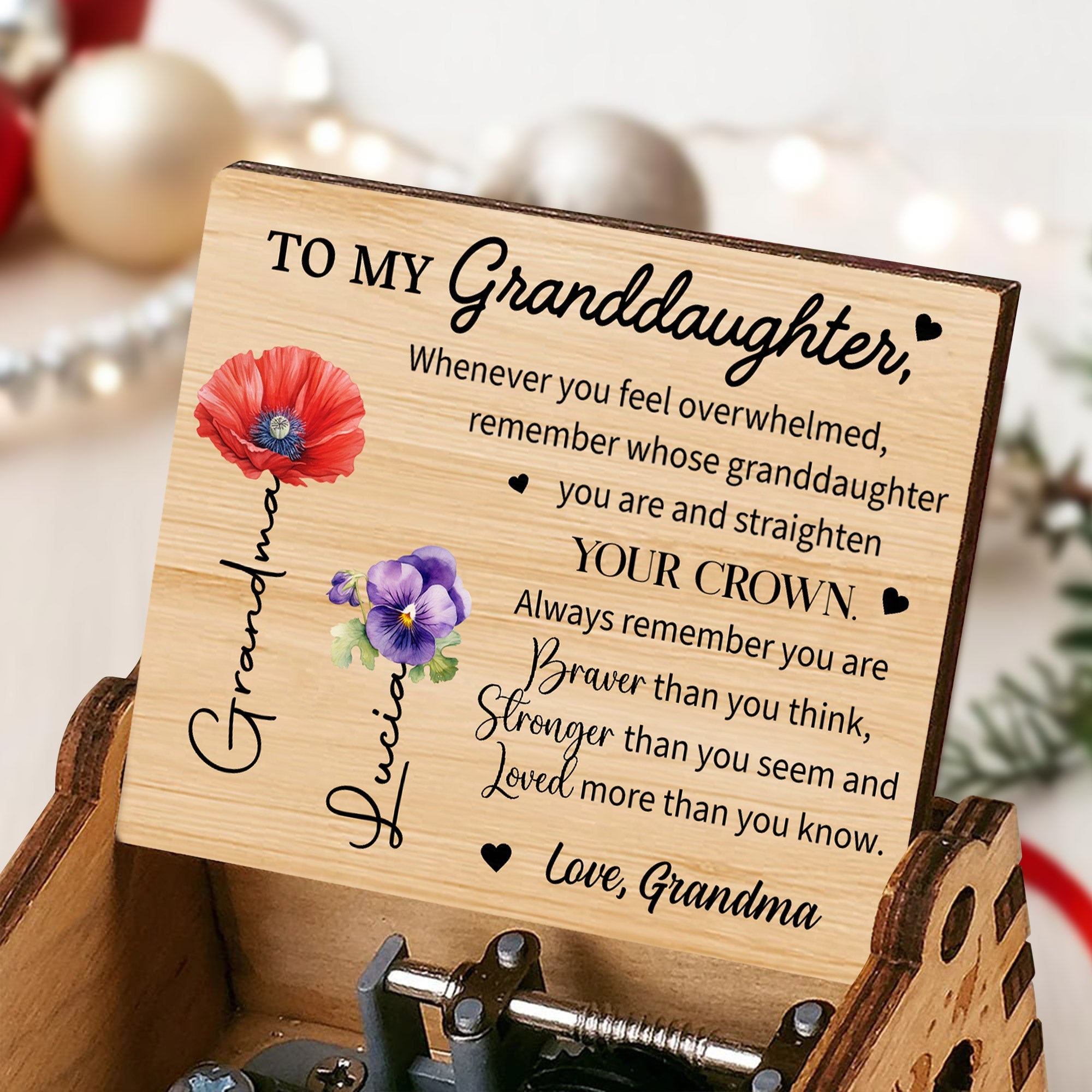 To My Granddaughter Crown and Flowers Custom
