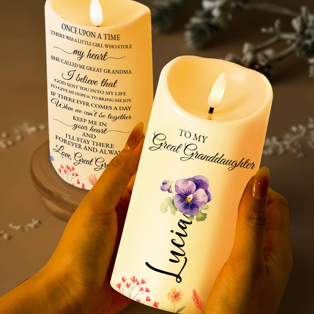 To My Great Granddaughter, Once Upon A Time, Flowers and Candle