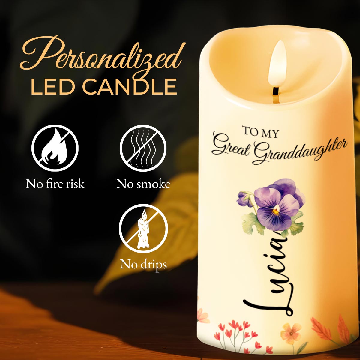 To My Great Granddaughter, Once Upon A Time, Flowers and Candle