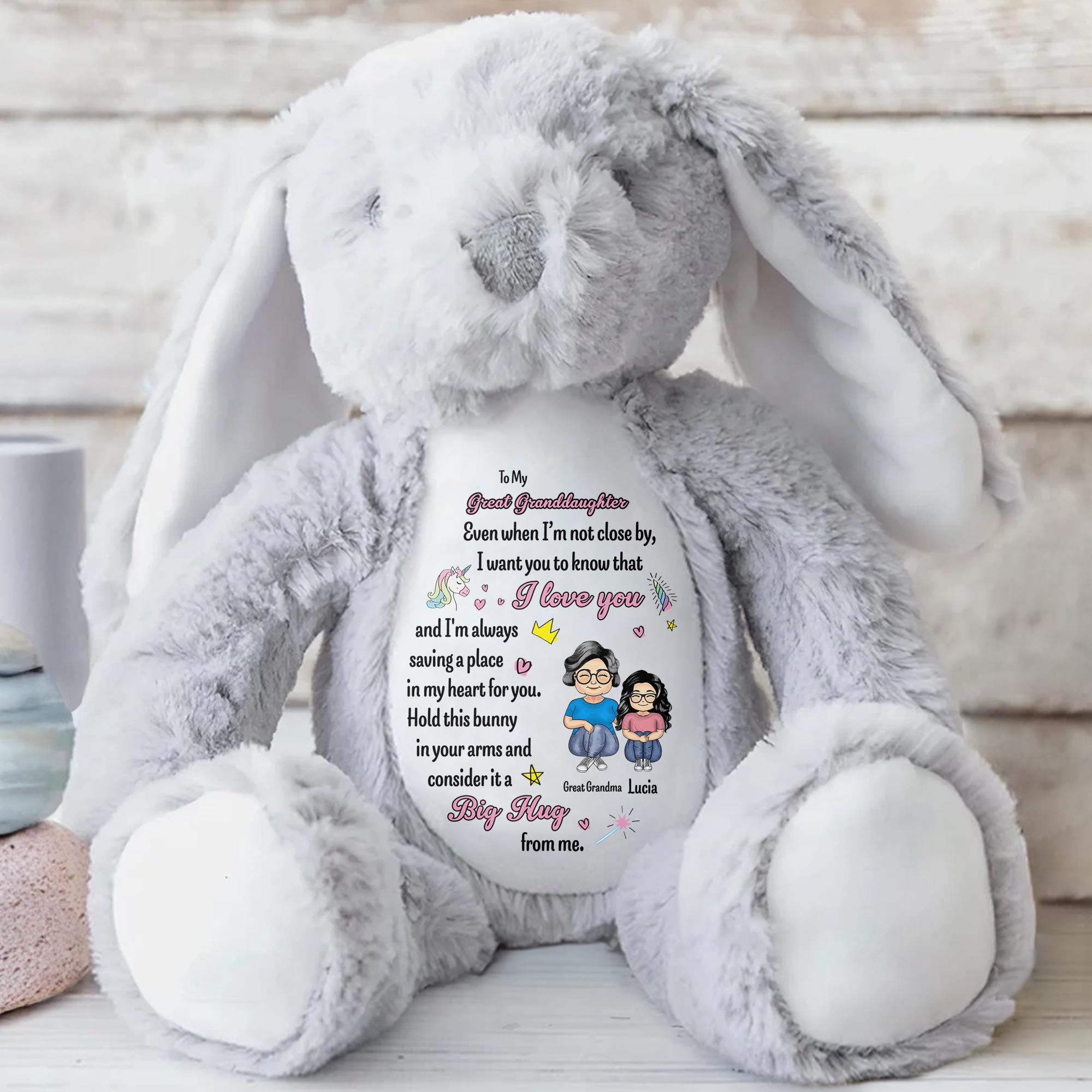 To My Great Granddaughter, Even when I'm not close by, Bunny and Hearts