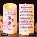 To My Granddaughter Follow Your Dreams With Flowers And Butterflies - Personalized Custom LED Candle - GDT362_LECA