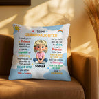 To My Granddaughter, Believe In Your Heart, Girl With Hearts And Rainbow - Personalized Custom Pillow, Insert Included - GDT370_PLW