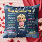 To My Granddaughter, Believe In Your Heart, Girl With Hearts And Rainbow - Personalized Custom Pillow, Insert Included - GDT370_PLW