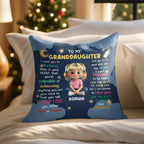 To My Granddaughter, Believe In Your Heart, Girl With Hearts And Rainbow - Personalized Custom Pillow, Insert Included - GDT370_PLW