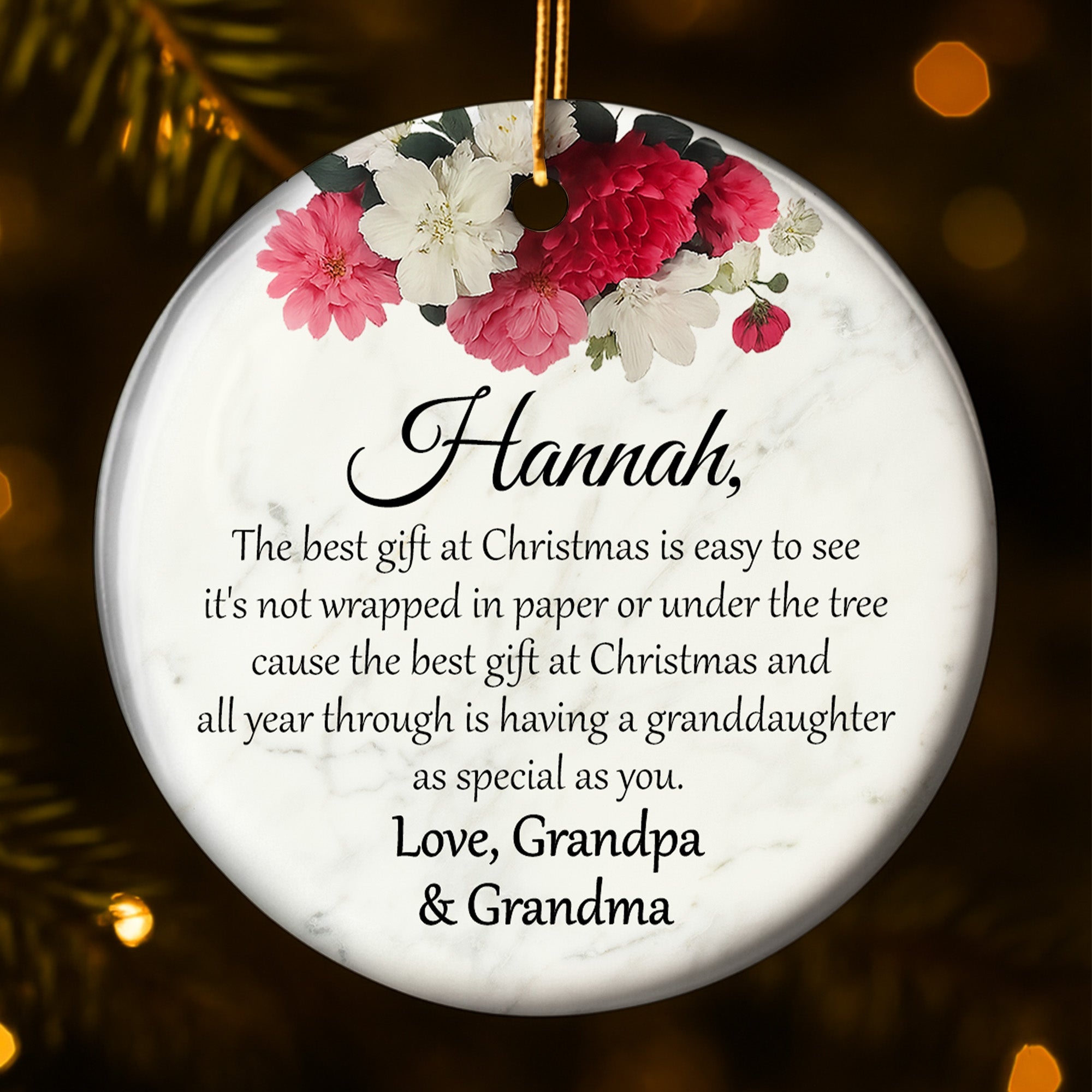 The Best Gift At Christmas - Personalized Custom Ceramic Ornament With Round Shape - GDT375_RCE