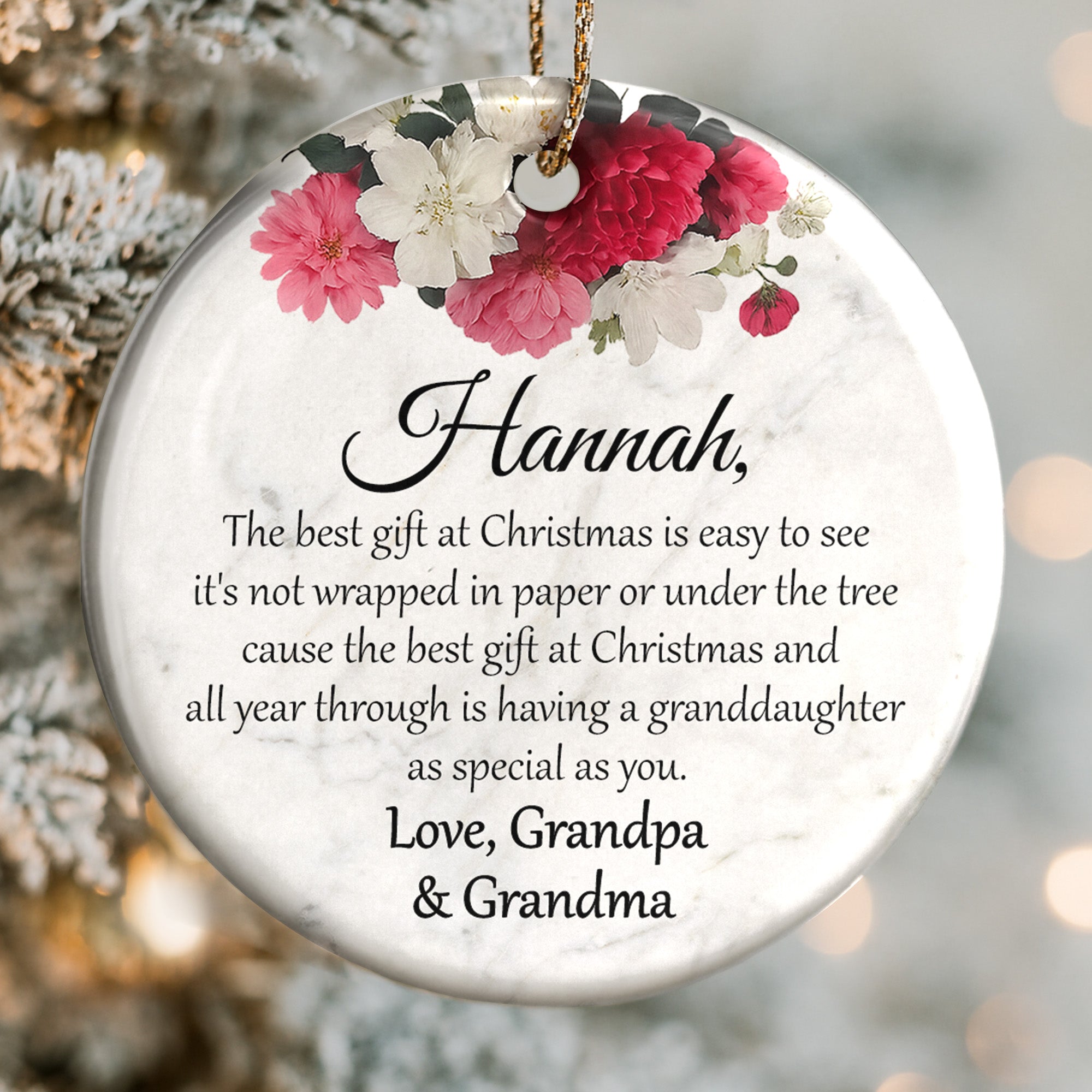 The Best Gift At Christmas - Personalized Custom Ceramic Ornament With Round Shape - GDT375_RCE
