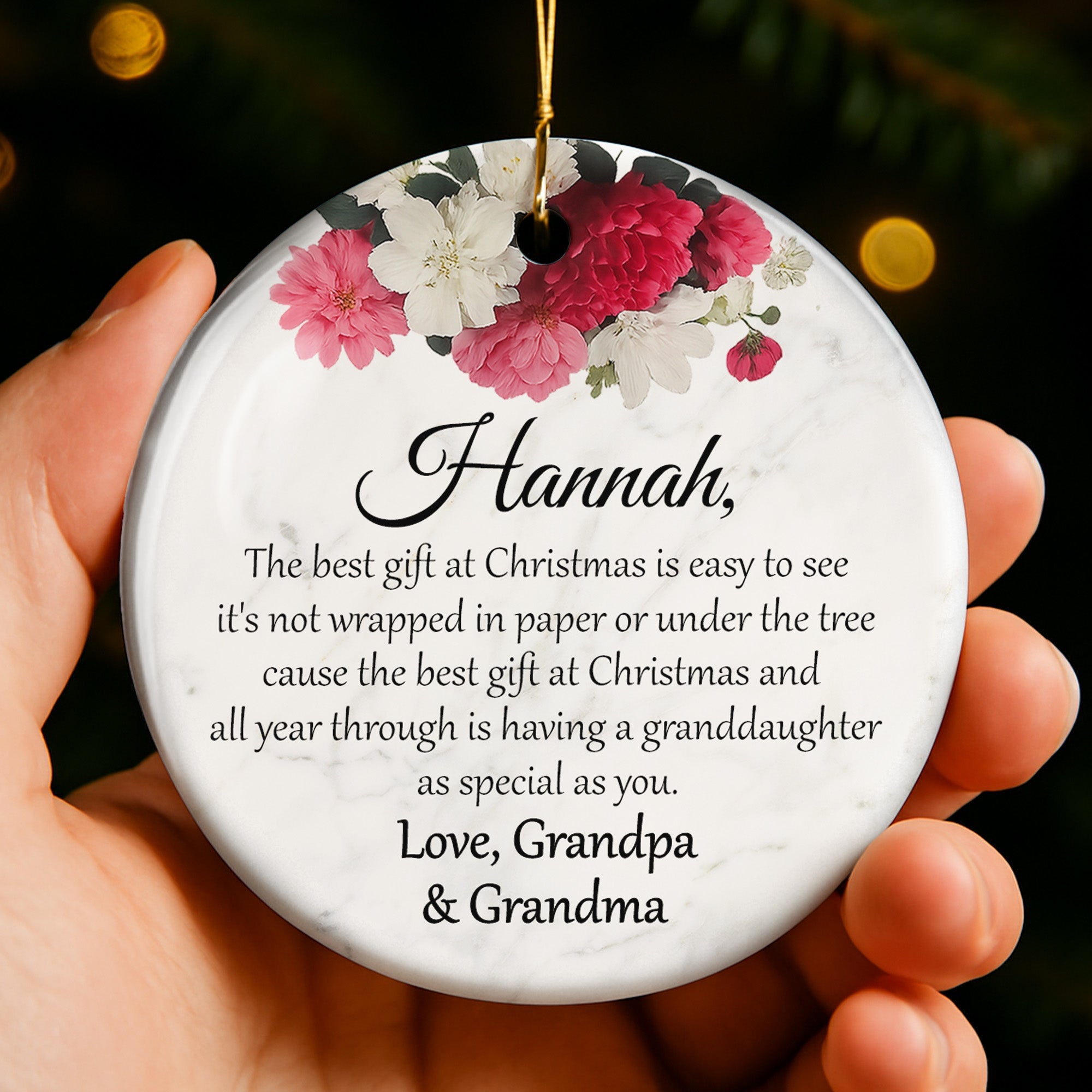 The Best Gift At Christmas - Personalized Custom Ceramic Ornament With Round Shape - GDT375_RCE