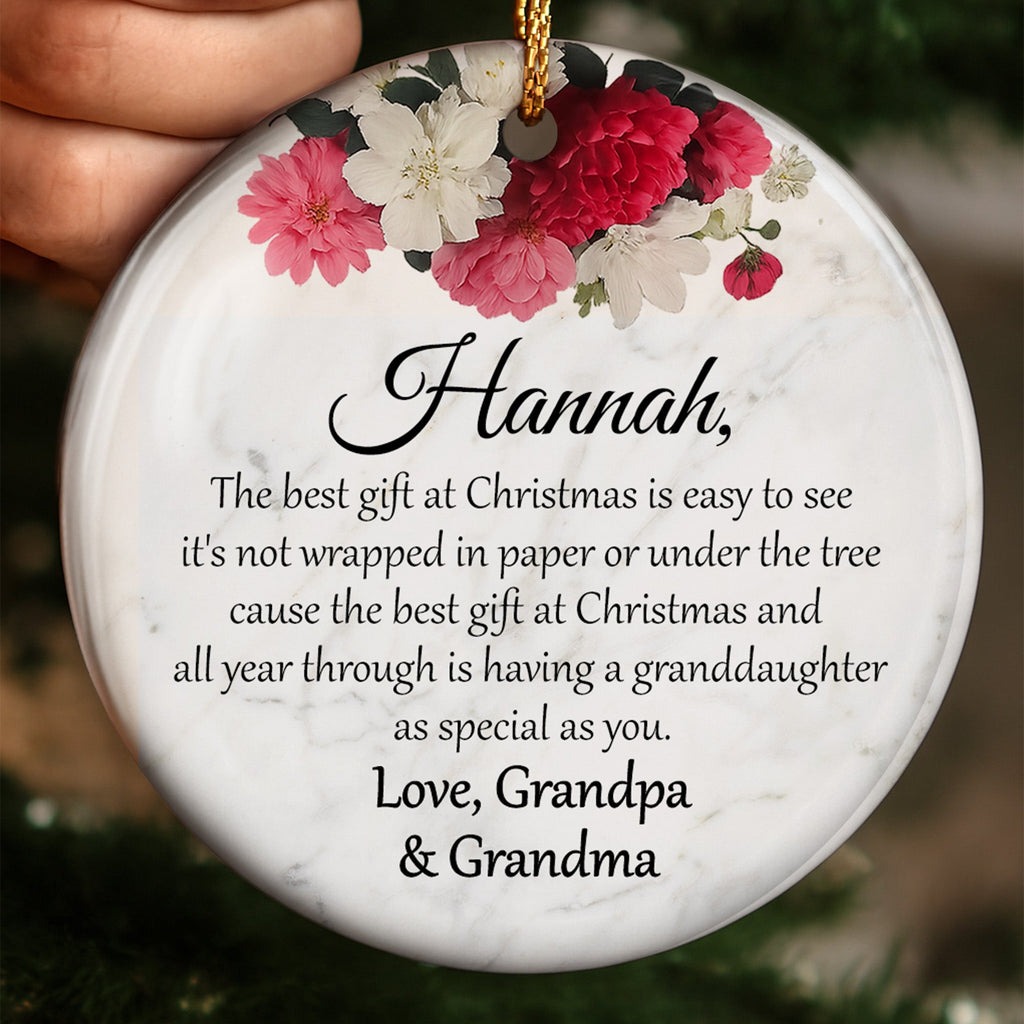 The Best Gift At Christmas - Personalized Custom Ceramic Ornament With Round Shape - GDT375_RCE