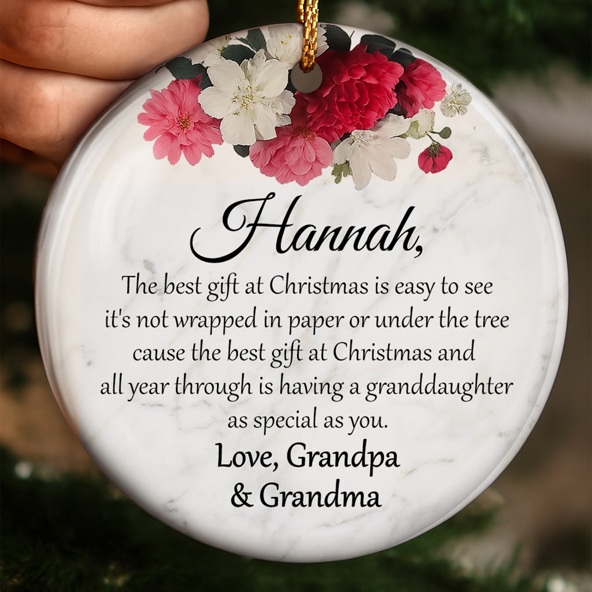 The Best Gift At Christmas - Personalized Custom Ceramic Ornament With Round Shape - GDT375_RCE