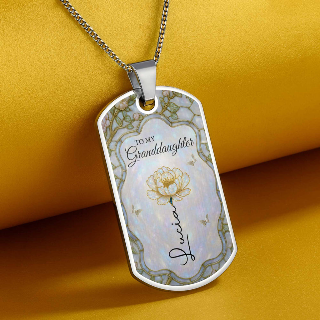 To My Granddaughter Flower And Butterfly Necklace