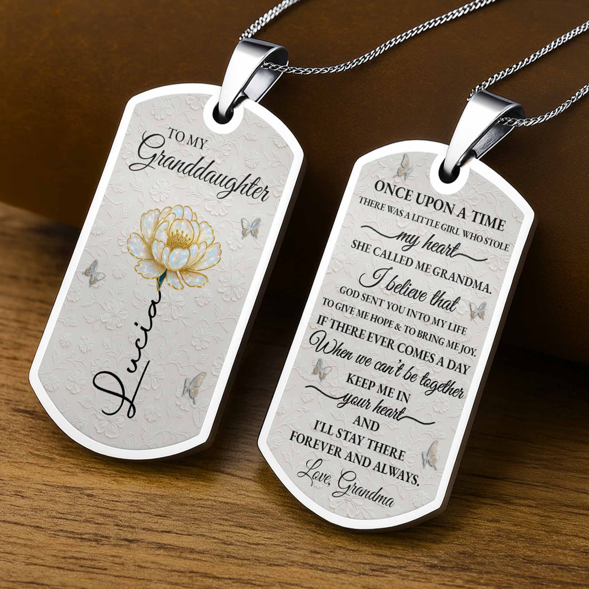 To My Granddaughter Love You Forever Flower Necklace