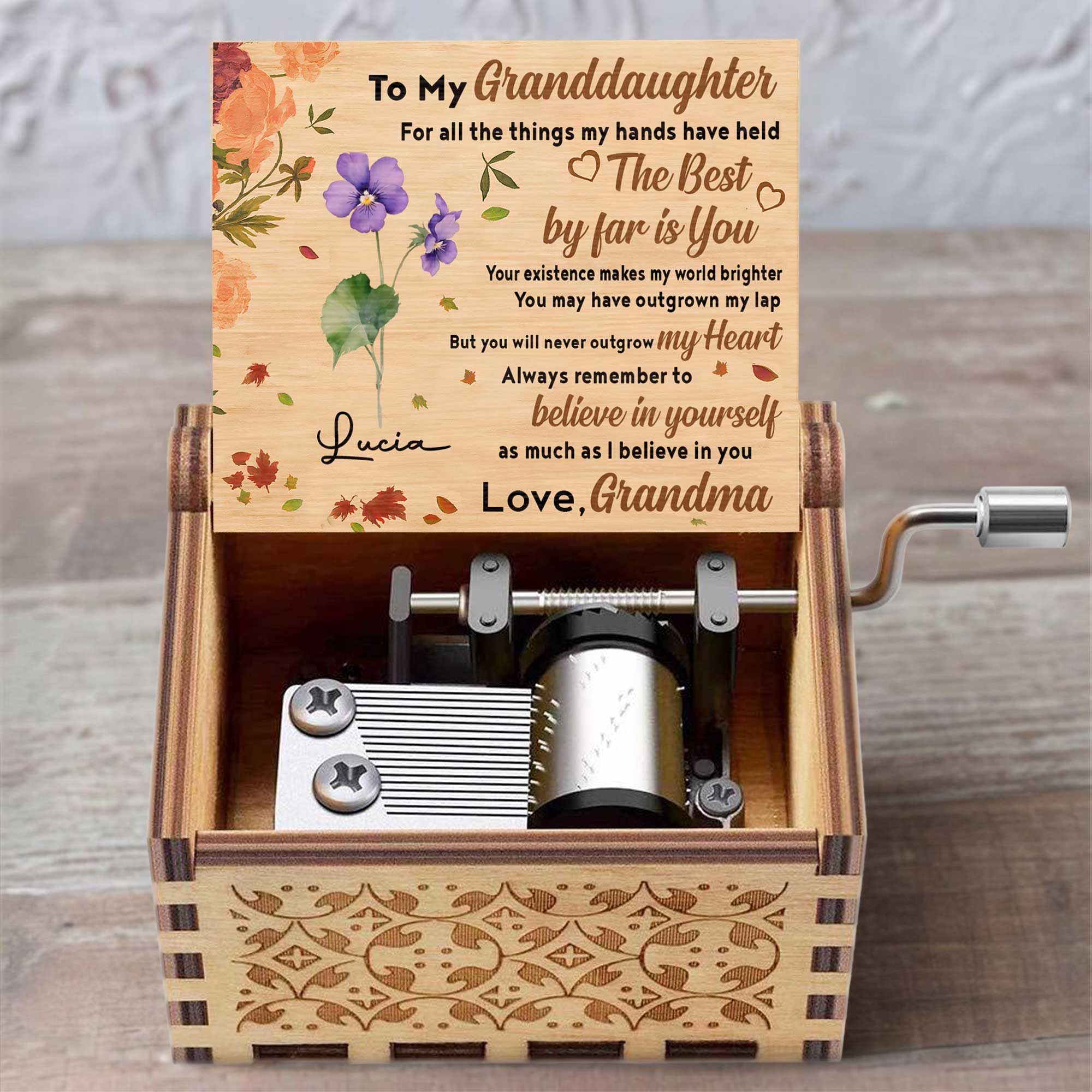 To My Granddaughter, Believe In Yourself, Flowers and Leaves Design