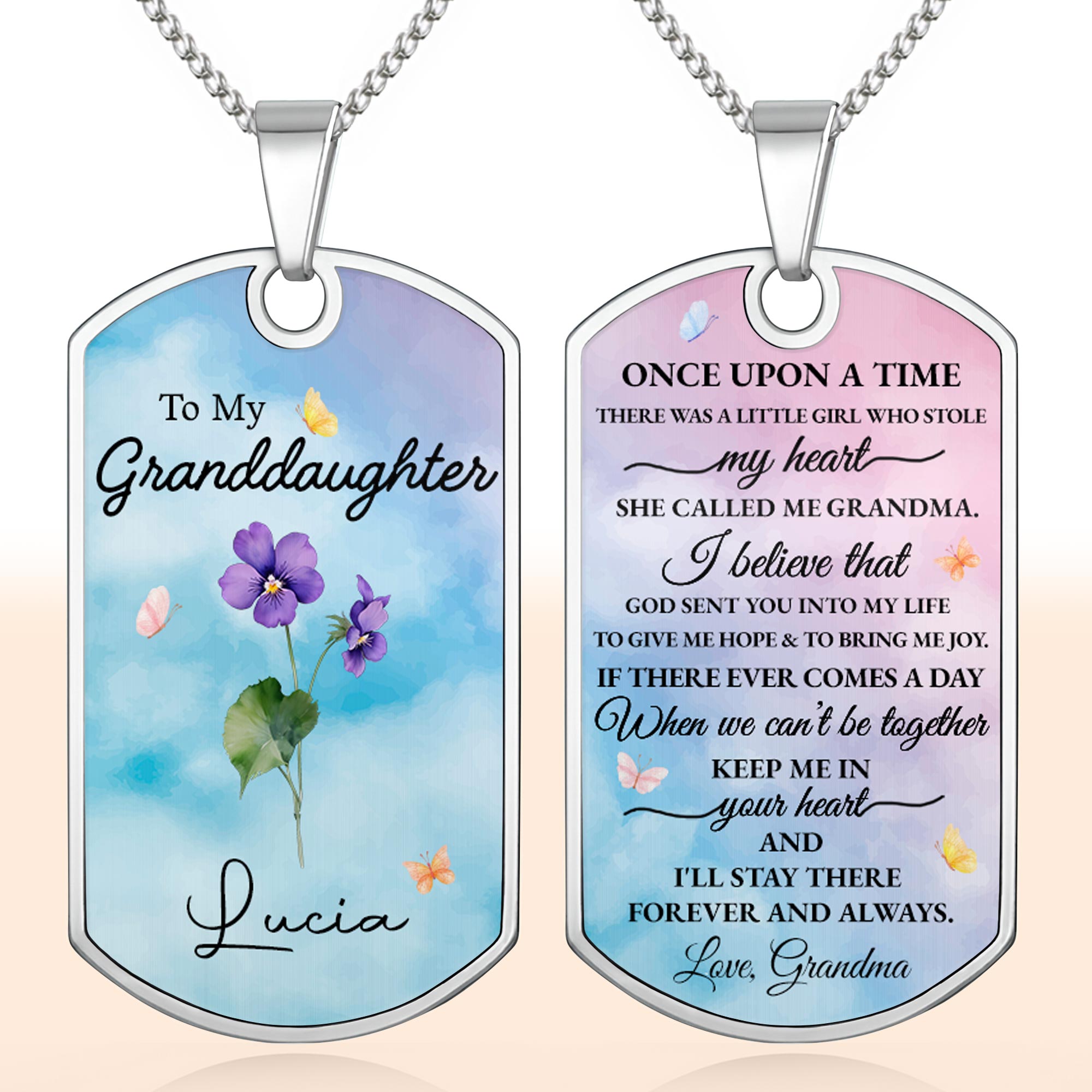 To My Granddaughter With Flowers And Butterflies