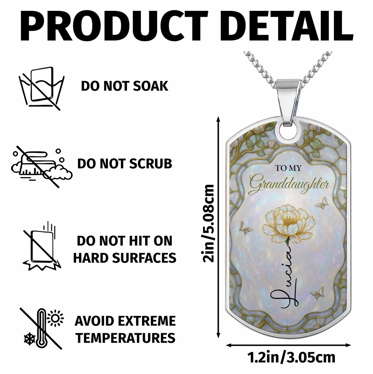 To My Granddaughter, Love And Dreams Necklace With Flower