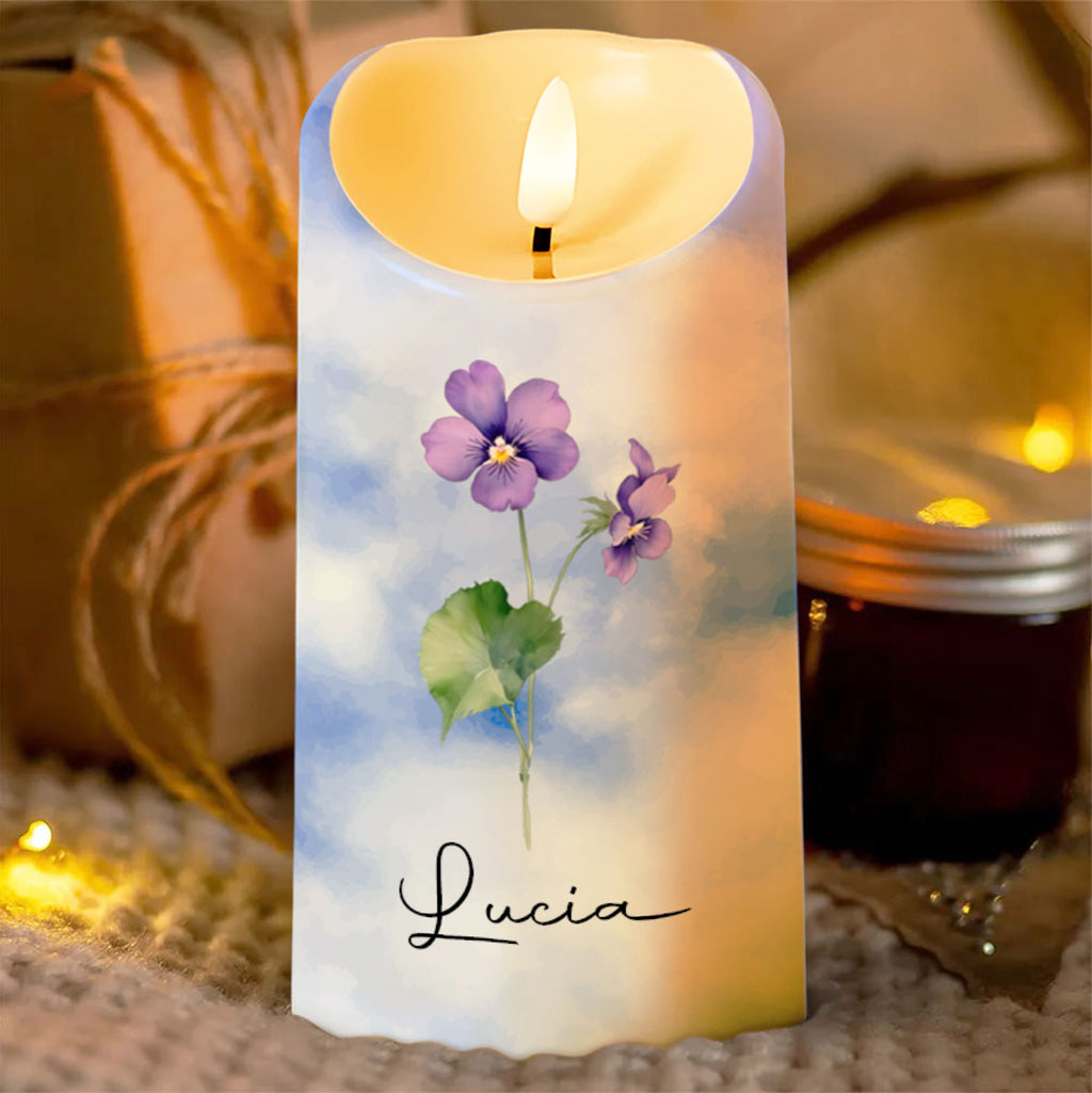 To My Granddaughter, Love You Forever, Flowers And Butterflies - Personalized Custom LED Candle - GDT402_LECA