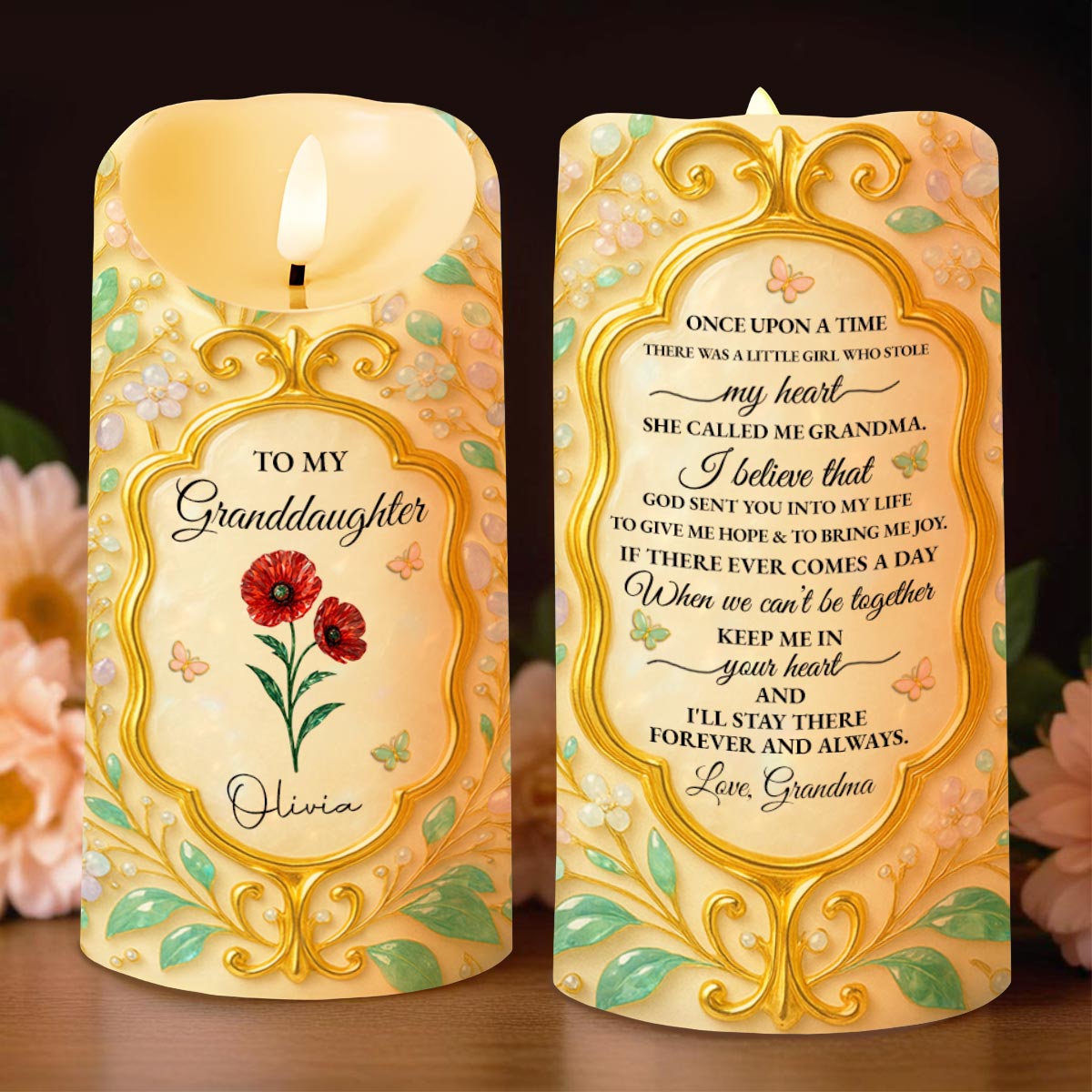 To My Granddaughter, Love Always, Flowers And Leaves Design