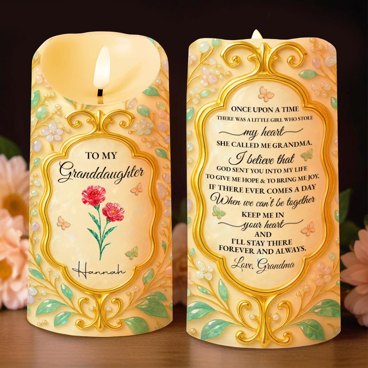 To My Granddaughter, Love Always, Flowers And Leaves Design