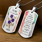 To My Granddaughter, Flowers And Butterflies Necklace - Personalized Custom Dog Tag Necklace - GDT429_DTNECK
