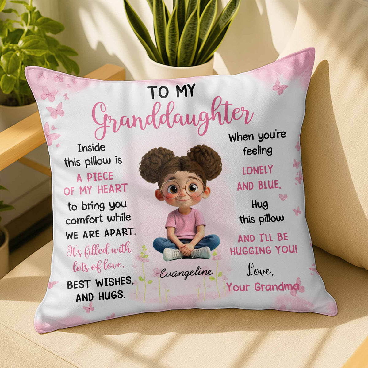Piece Of My Heart Comfort Pillow With Girl And Hearts - Personalized Custom Pillow, Insert Included - GDT435_PLW