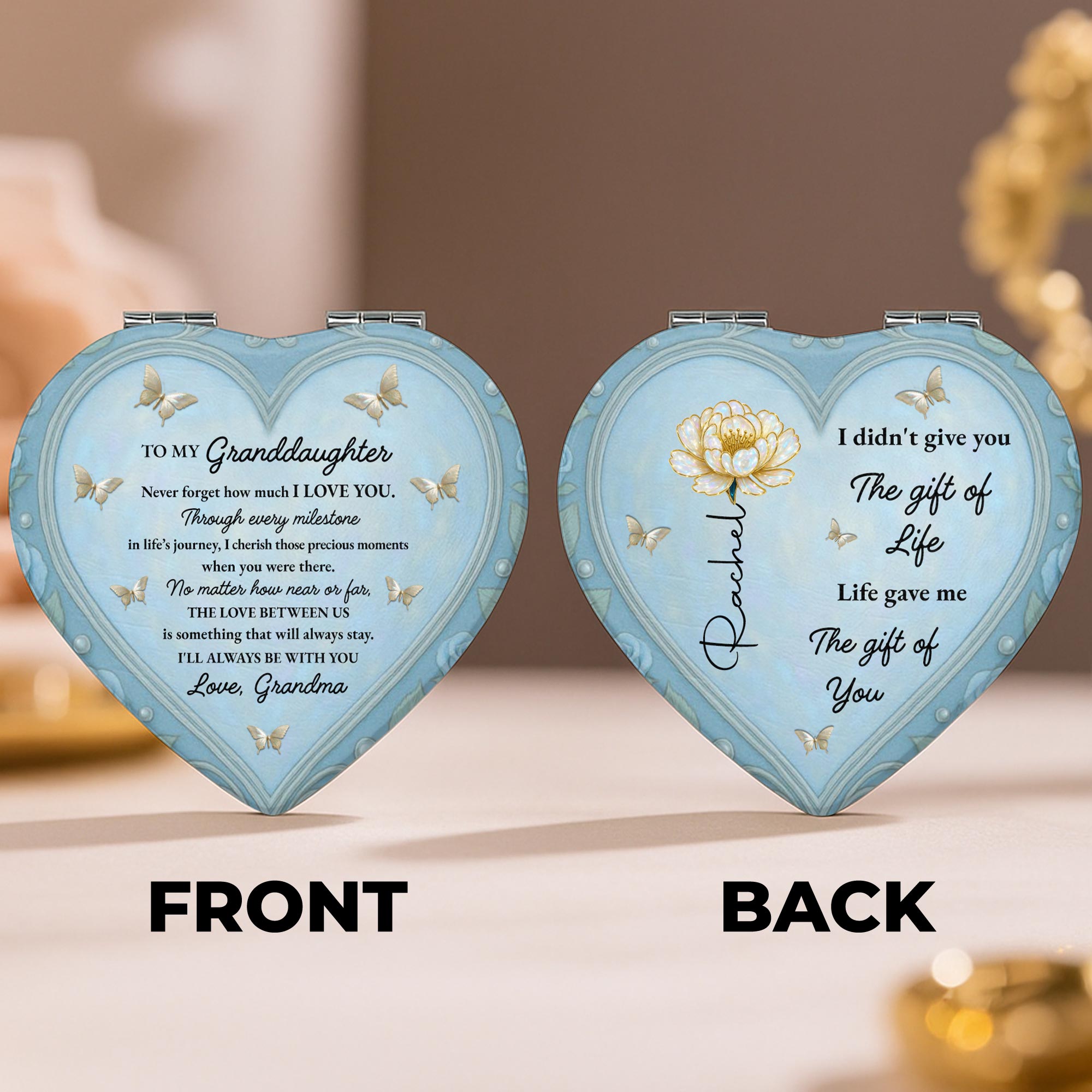 To My Granddaughter, Butterflies and Heart Shape