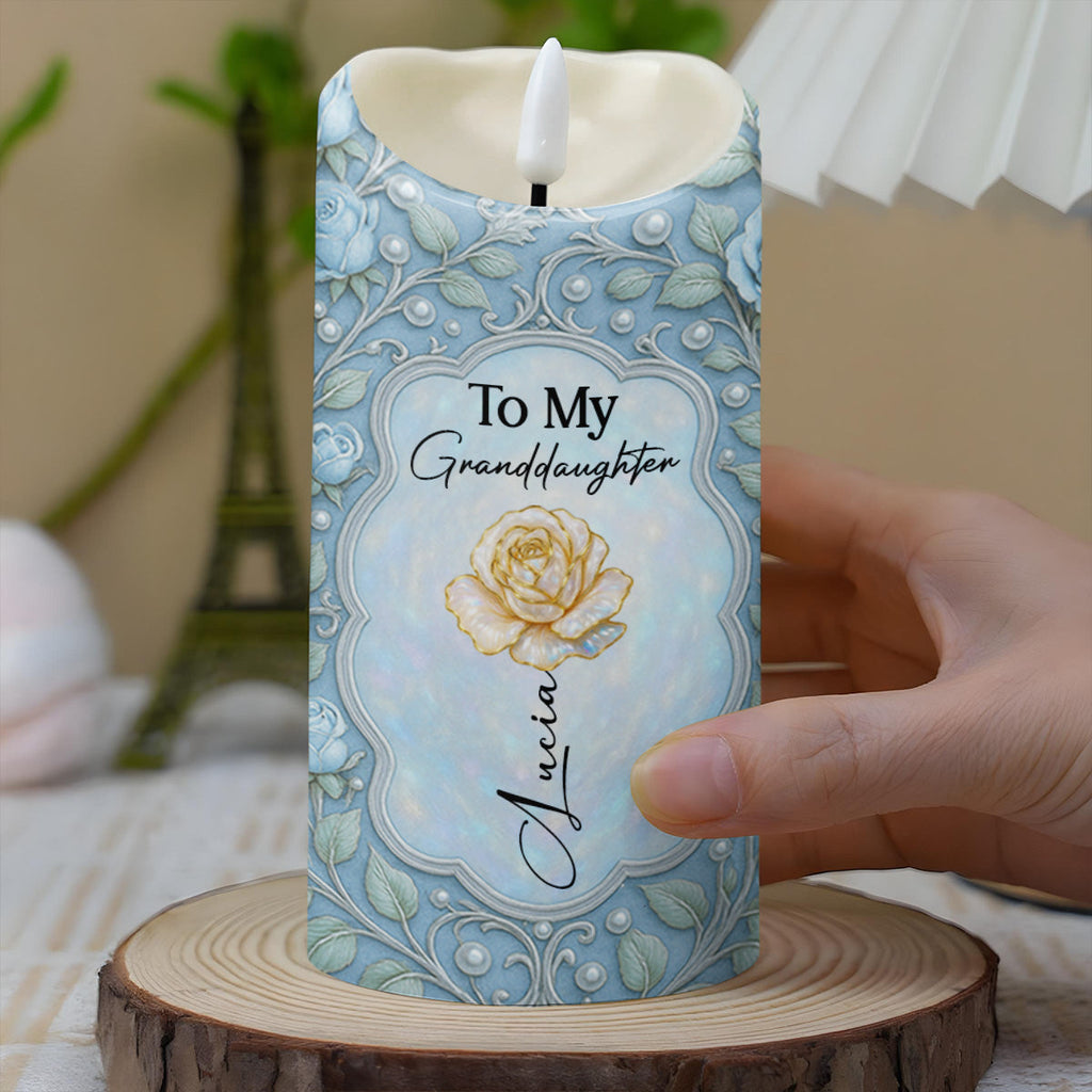 To My Granddaughter, Rose And Butterfly LED Candle