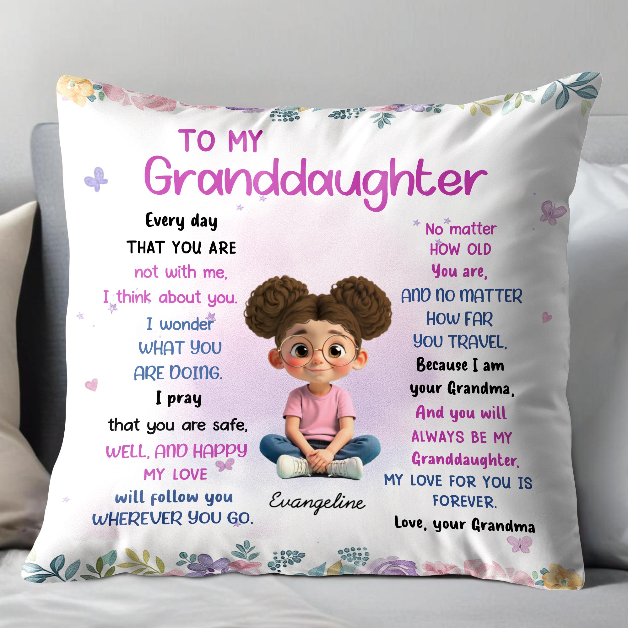 To My Granddaughter, Love Will Follow You Wherever You Go - Personalized Custom Pillow, Insert Included - GDT445_PLW