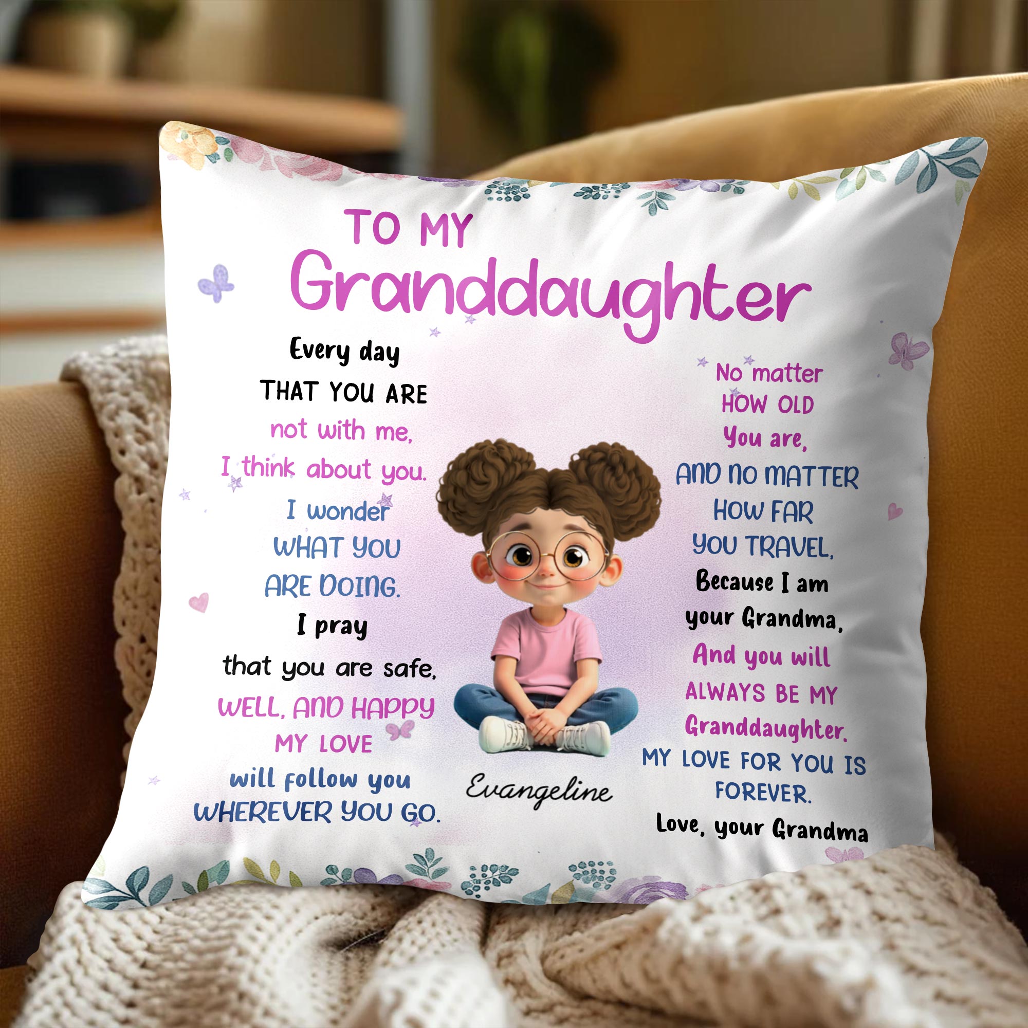 To My Granddaughter, Love Will Follow You Wherever You Go - Personalized Custom Pillow, Insert Included - GDT445_PLW
