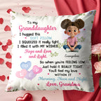 To My Granddaughter, Girl, Hearts, Flowers On Pillow