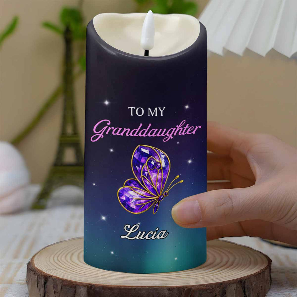 To My Granddaughter Believe In Yourself Butterfly Design - Personalized Custom LED Candle - GDT481_LECA