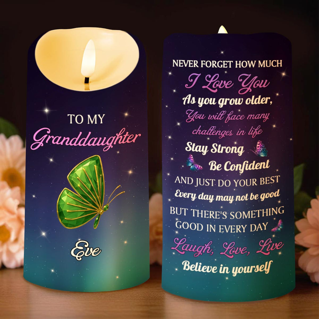 To My Granddaughter Believe In Yourself Butterfly Design - Personalized Custom LED Candle - GDT481_LECA
