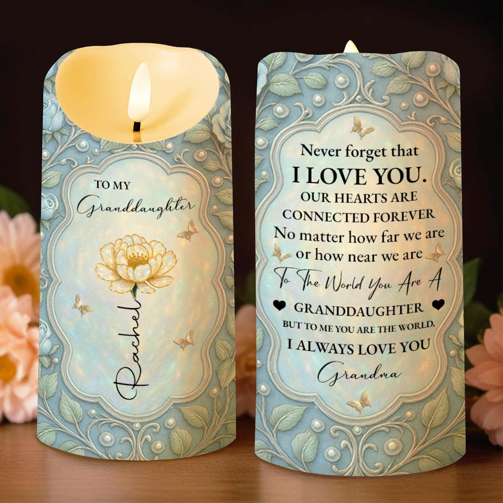 To My Granddaughter, Love You Always, Heart and Flower Design