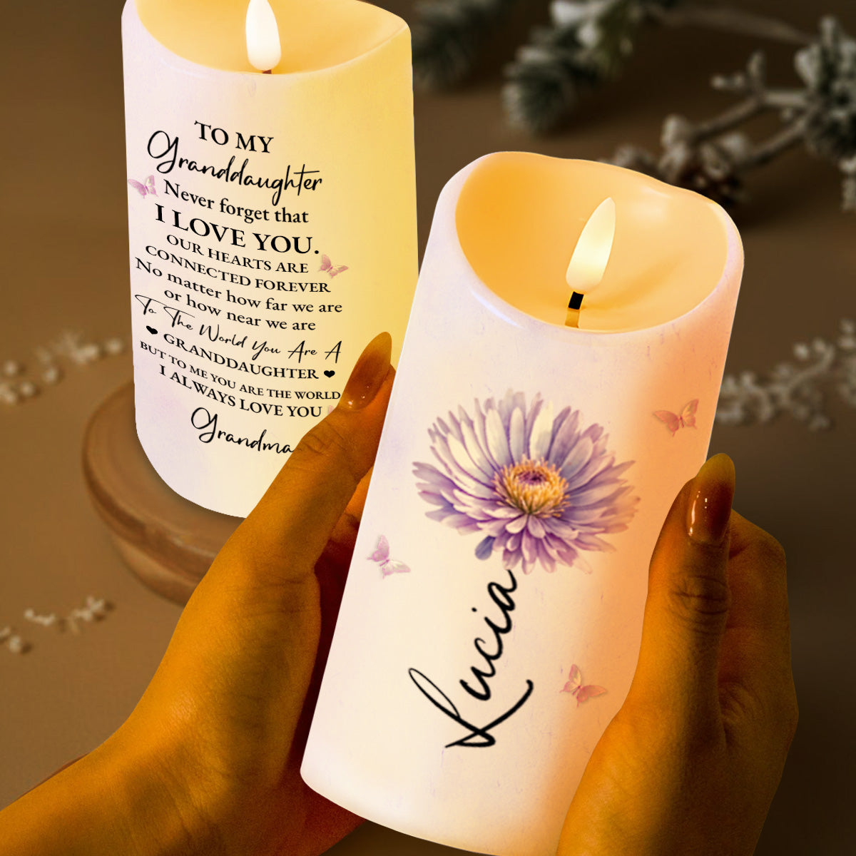 To My Granddaughter Love Message With Flower And Butterfly