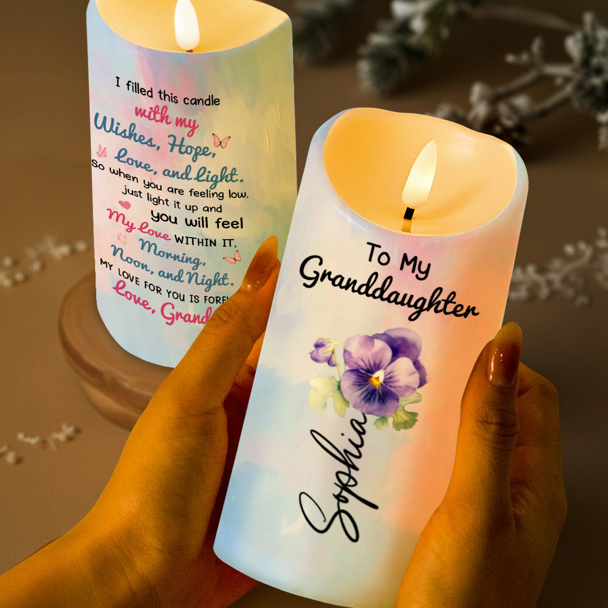 To My Granddaughter, Love And Wishes Butterfly And Flowers
