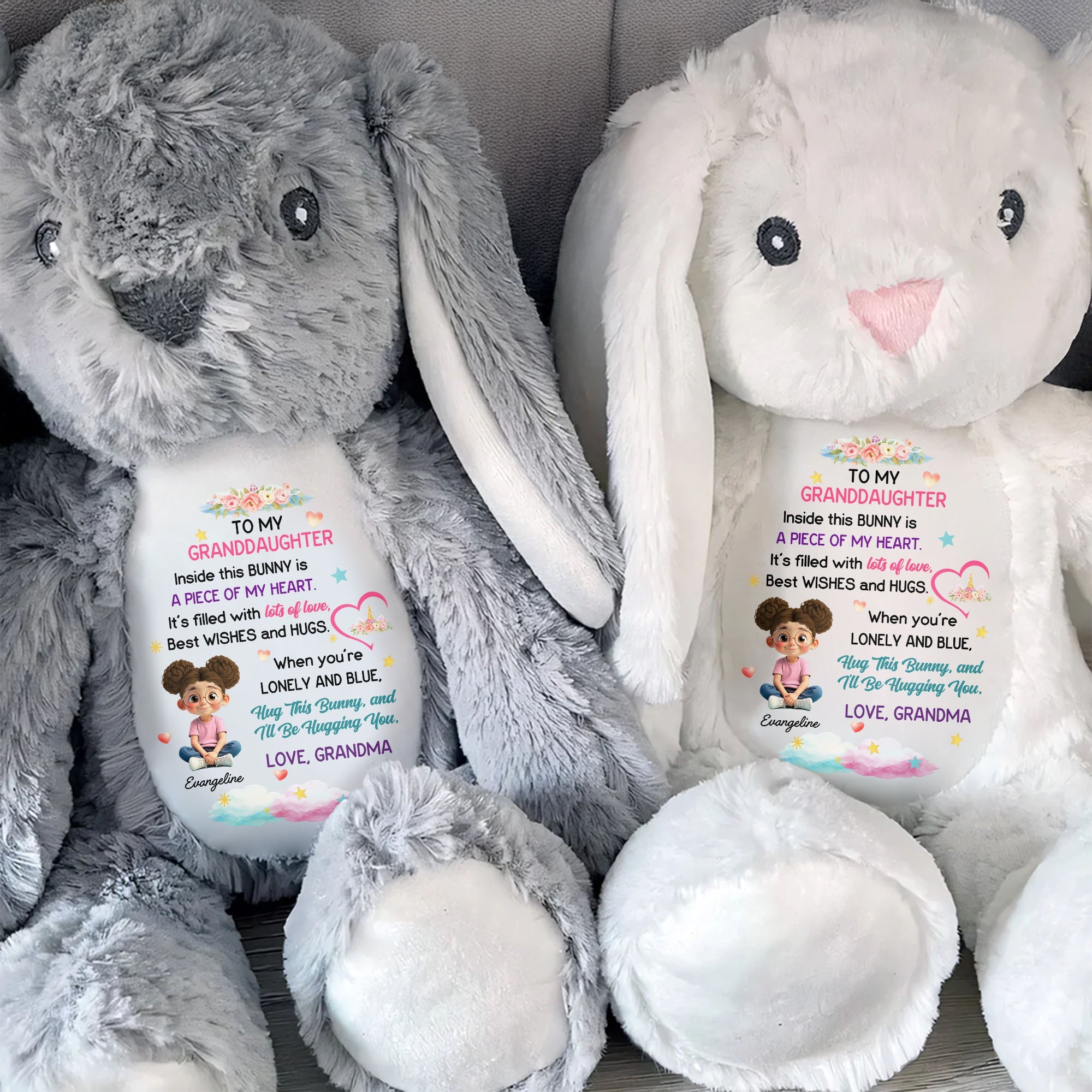 Hug This Bunny And I'll Be Hugging You, Flowers And Hearts