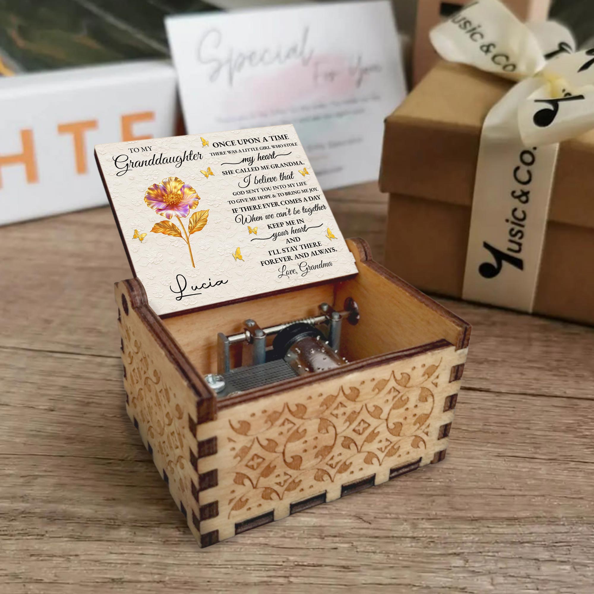 To My Granddaughter, Love Grandma, Flower And Butterflies